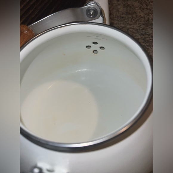 Lincoware White Tea Kettle Teapot Decor Cottagecore/Grannycore Green Ivy Leaves - Picture 3 of 4